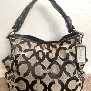 Black and White Coach Hobo Bag